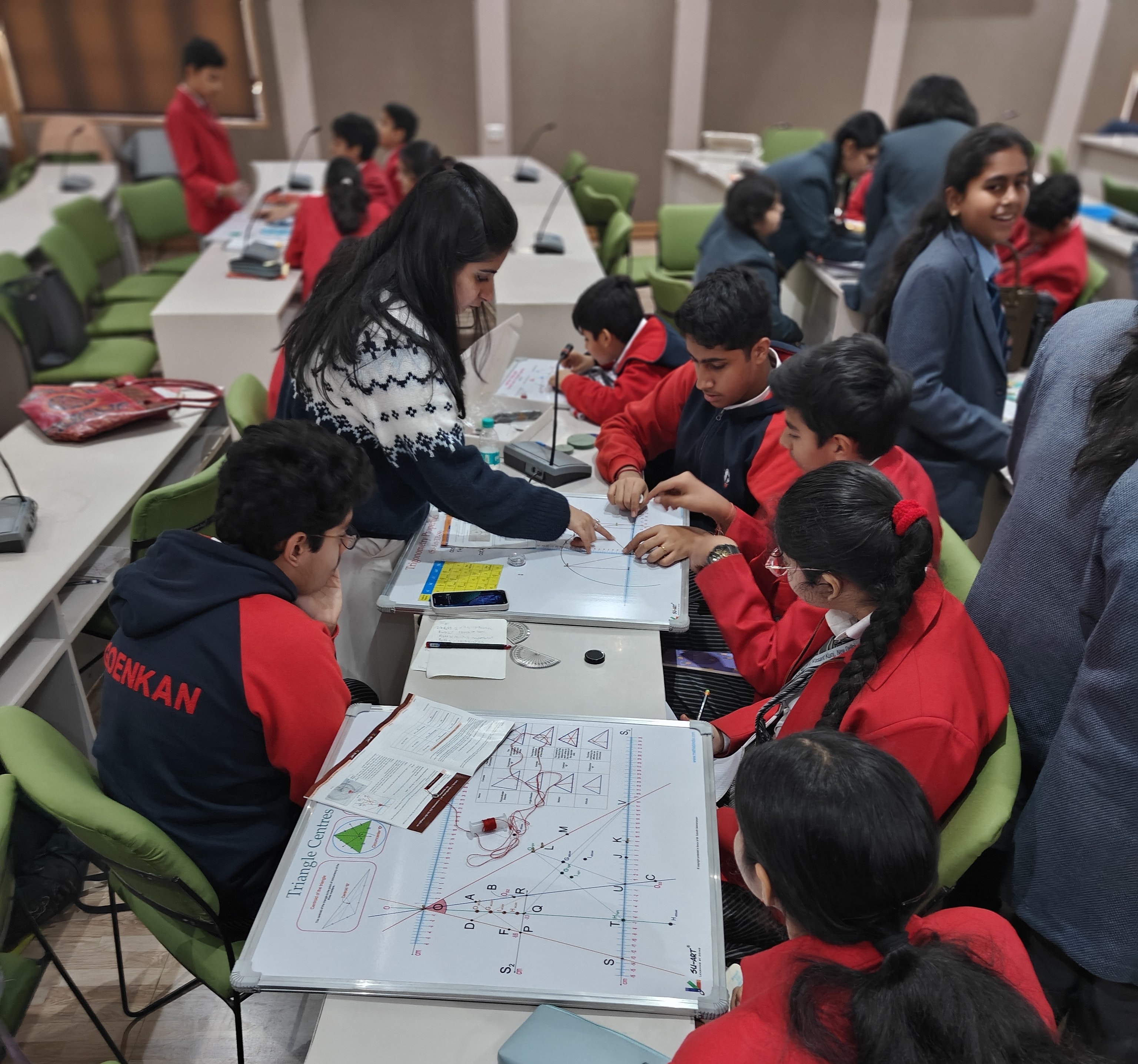 Students engaged in hands-on mathematics learning